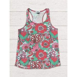 Blue Platypus Womens Retro Floral Racerback Tank Top  Medium Made in USA